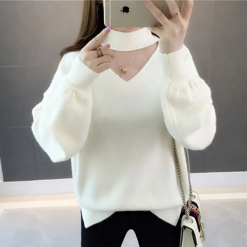 Velvet Padded Sweater | Women's Loose Fit Autumn Winter Pullover