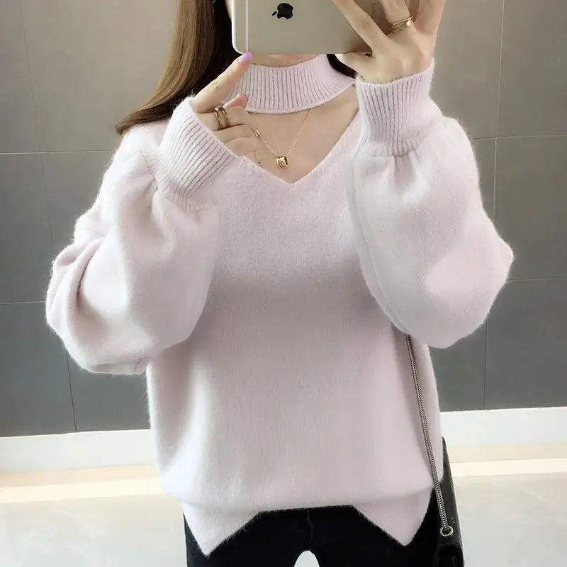Velvet Padded Sweater | Women's Loose Fit Autumn Winter Pullover