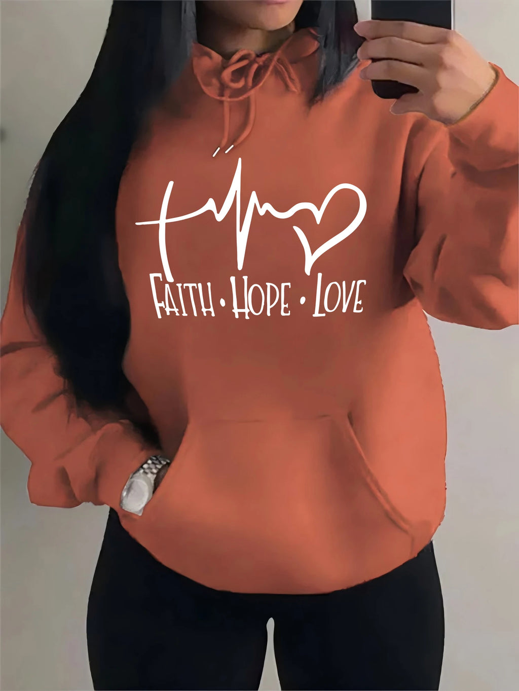 Faith Hope Love Women's Hoodie – Casual Loose Crewneck Sweatshirt | Street Style