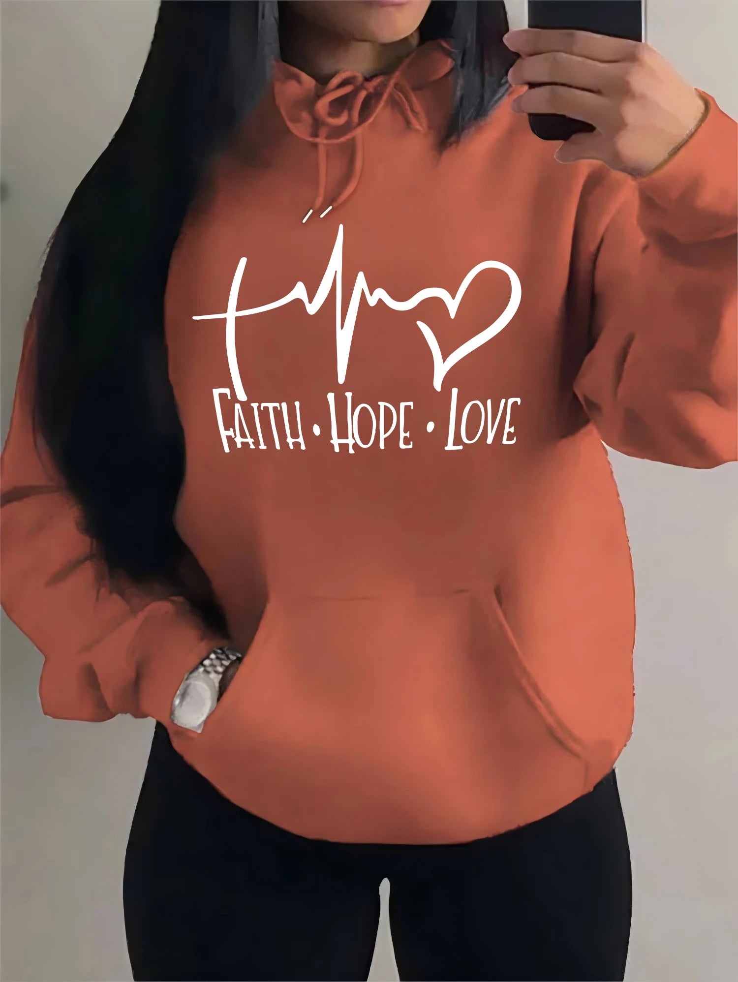 Faith Hope Love Women's Hoodie – Casual Loose Crewneck Sweatshirt | Street Style