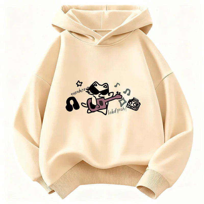 Kids Hip Hop Music Cat Hoodie – Cool Graphic Sweatshirt for Boys & Girls | Sizes 110–160