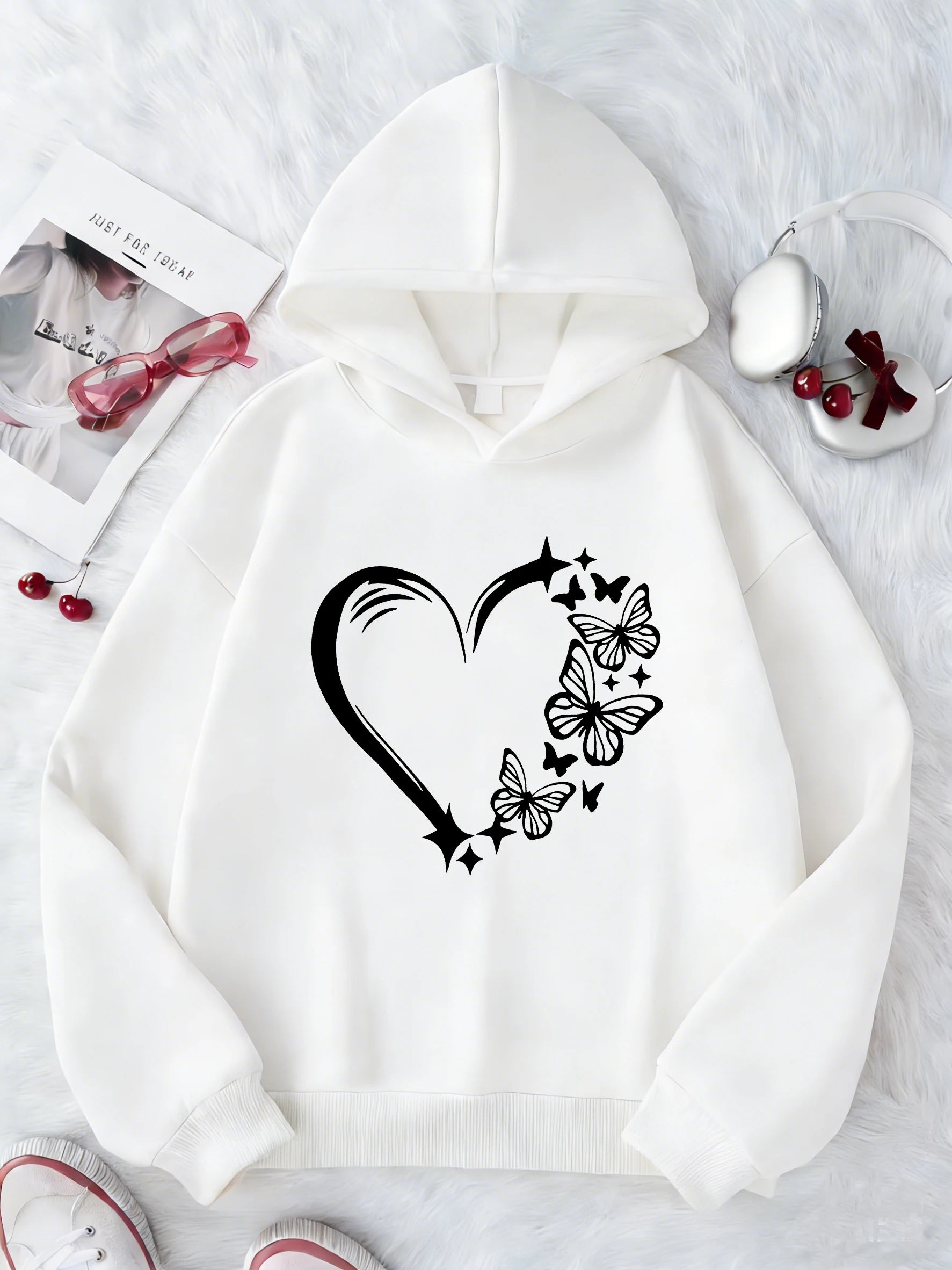 Kids Love Heart & Butterfly Hoodie – Cute Graphic Sweatshirt for Boys & Girls | Sizes 110–160