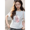 Women's Cartoon Cat Print Cotton T-Shirt | Casual Loose Soft Crew Neck Short Sleeve Tee
