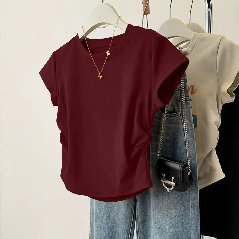 Women's Slim Fit Short Sleeve Top | Versatile Polyester Base Shirt