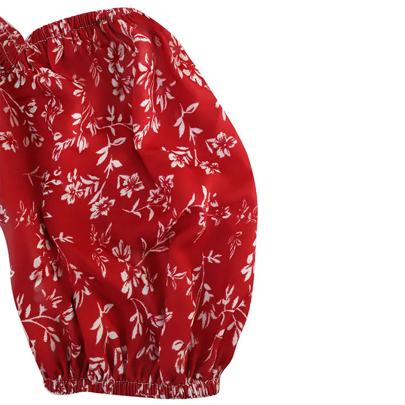 Red Backless Mini Dress – Women's Streetwear Short Sleeve Print Slim Casual Dress
