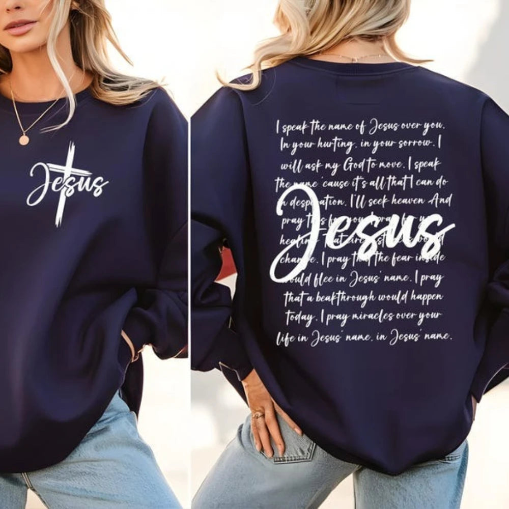 I Speak the Name of Jesus Sweatshirt – Christian Faith Hoodie for Men & Women