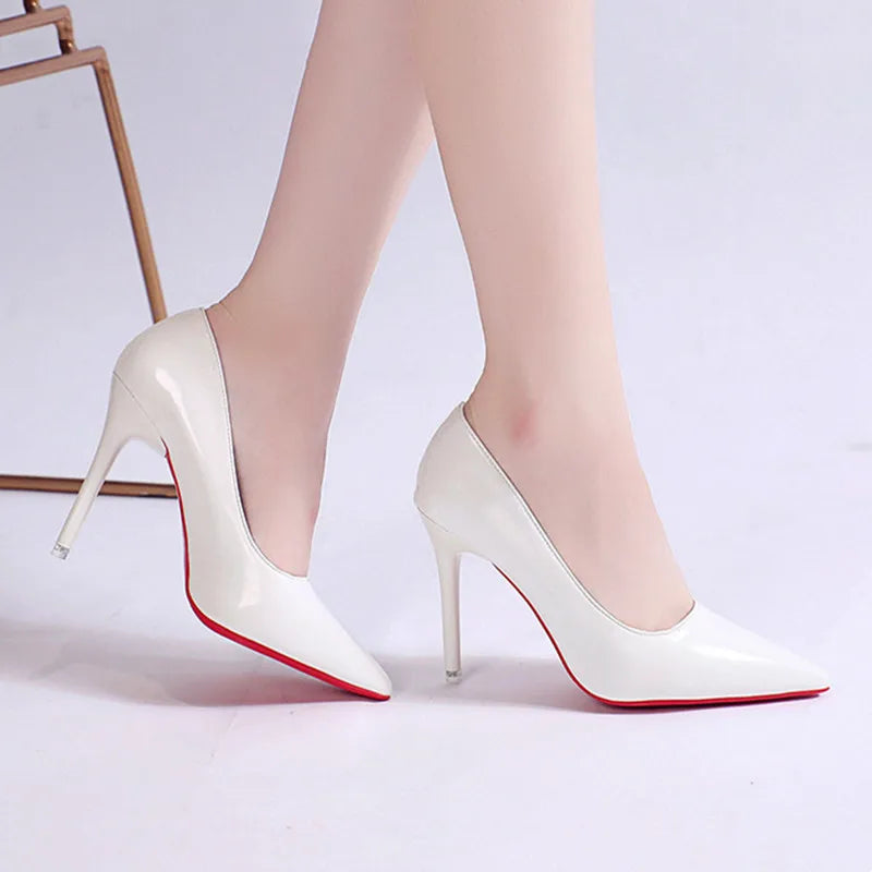 Women's Patent Leather Pointed Toe Pumps – Minimalist Stiletto Work Heels