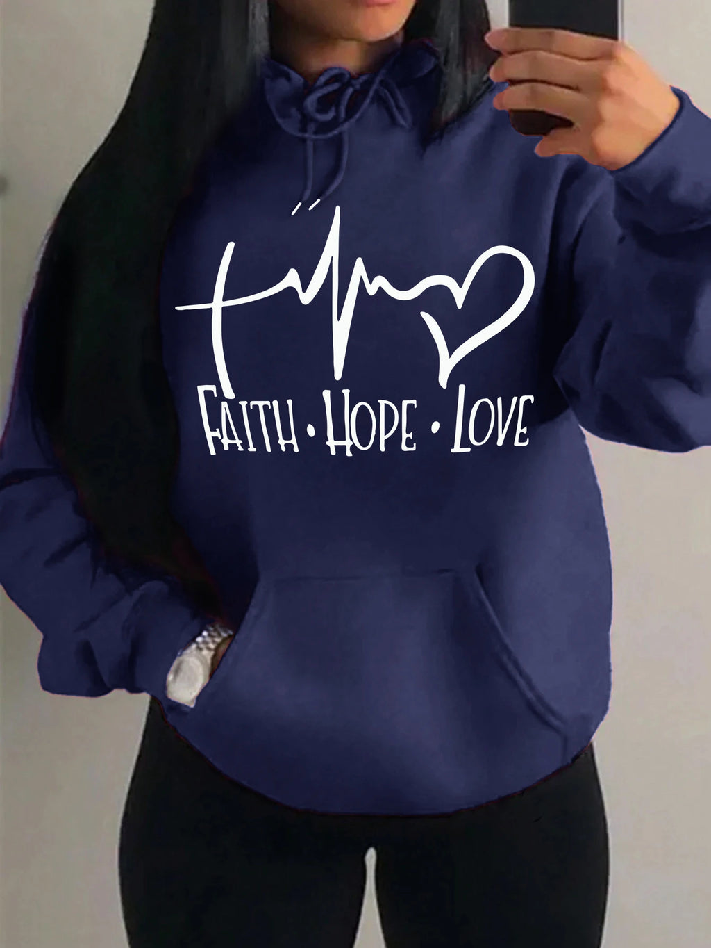 Faith Hope Love Women's Hoodie – Casual Loose Crewneck Sweatshirt | Street Style