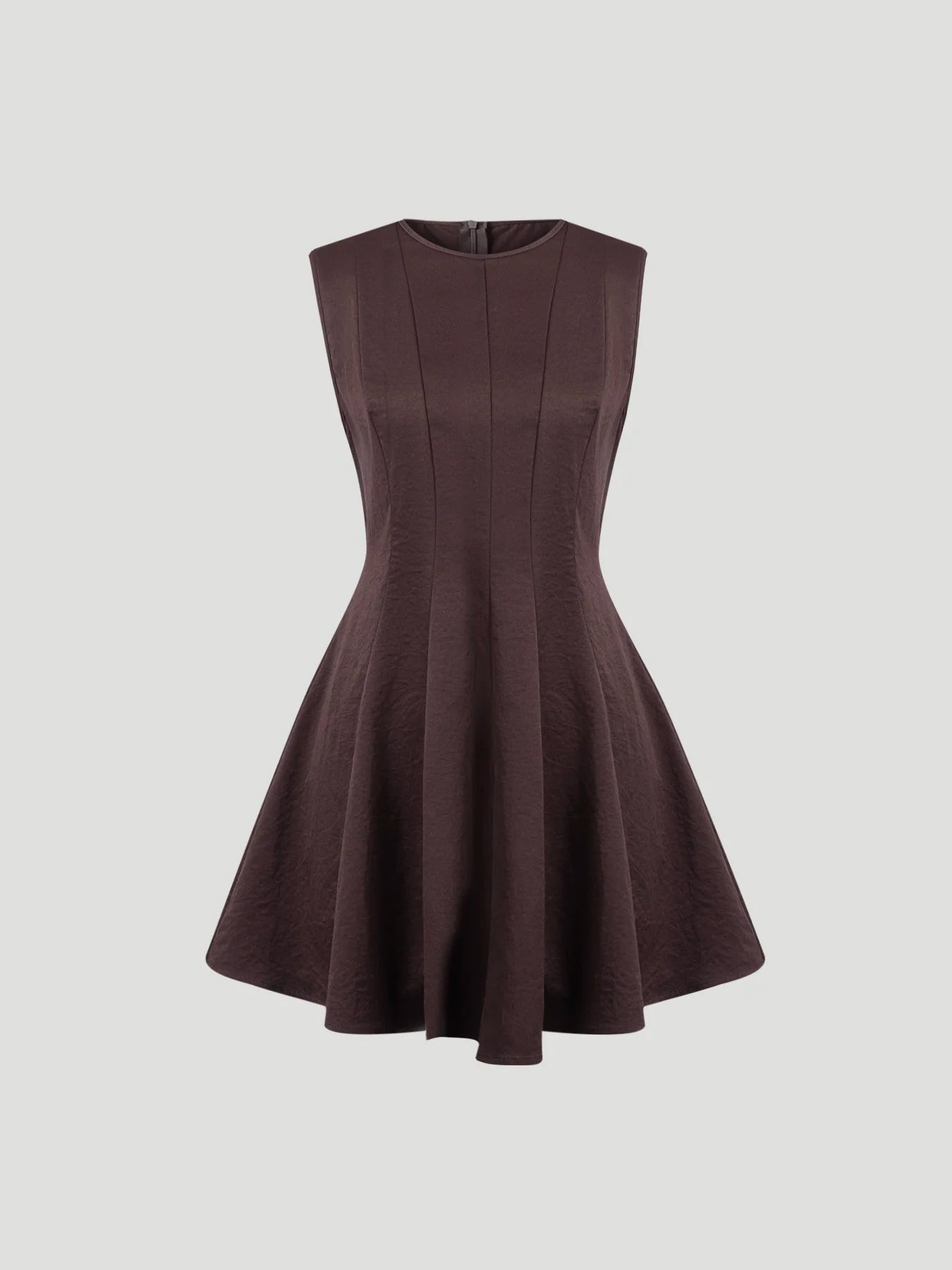 Women Mini Dress Sleeveless Crew Neck Seamed Waist A-Line Dress Chic Spring Summer Casual Date Brunch Club Night Party Dresses