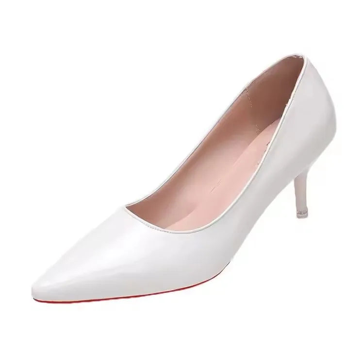 Women's Patent Leather Pointed Toe Pumps – Minimalist Stiletto Work Heels