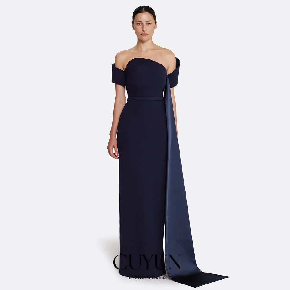 Navy Blue Formal Evening Gown – Floor-Length Sleeveless Banquet Party Dress