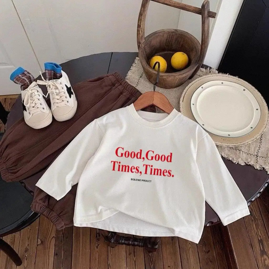 Kids Cartoon Print Long Sleeve T-Shirt – Unisex Cotton Top for Toddlers