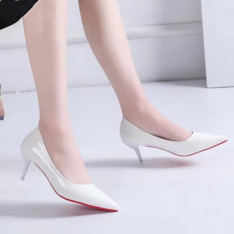 Women's Patent Leather Pointed Toe Pumps – Minimalist Stiletto Work Heels