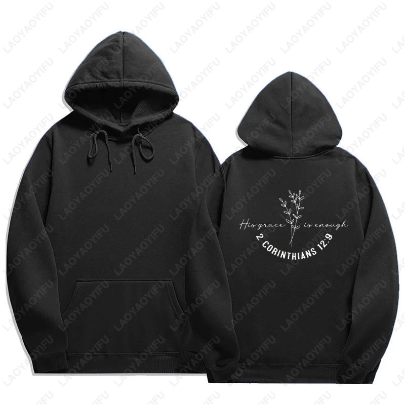 His Grace Is Enough Hoodie | 2 Corinthians 12:9 Christian Pullover