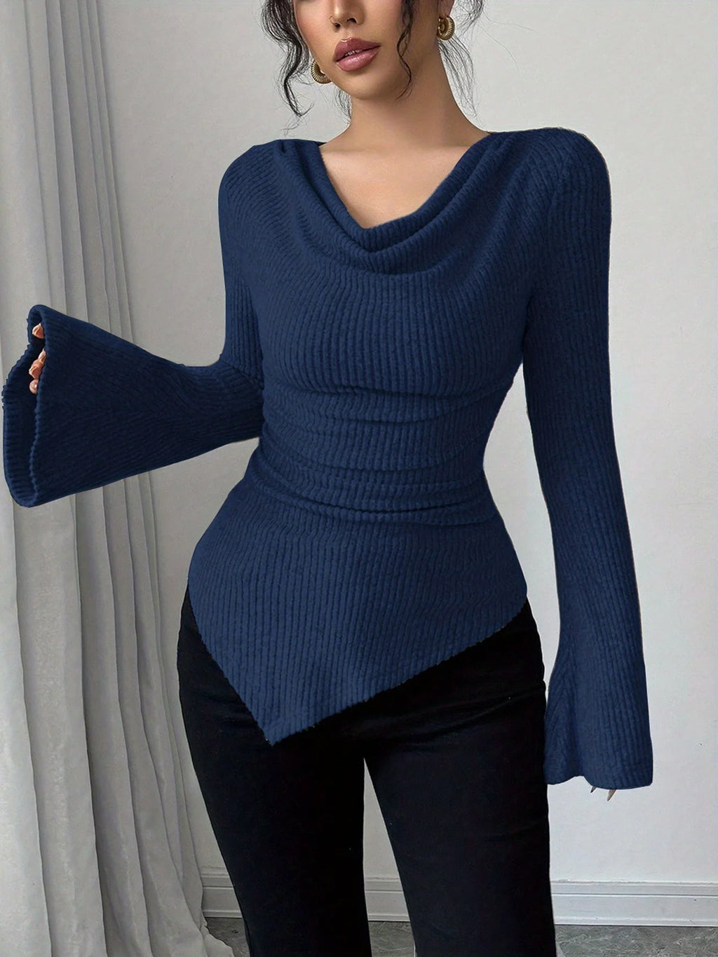 Y2K Long Sleeve Crop Top | Women's Off-Shoulder Autumn Winter Cropped Sweatshirt