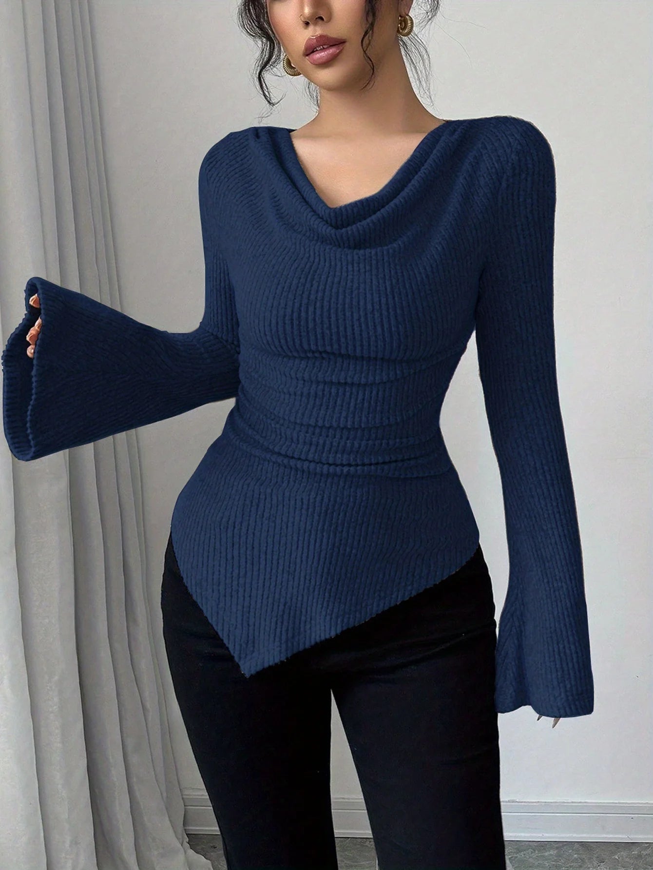 Y2K Long Sleeve Crop Top | Women's Off-Shoulder Autumn Winter Cropped Sweatshirt