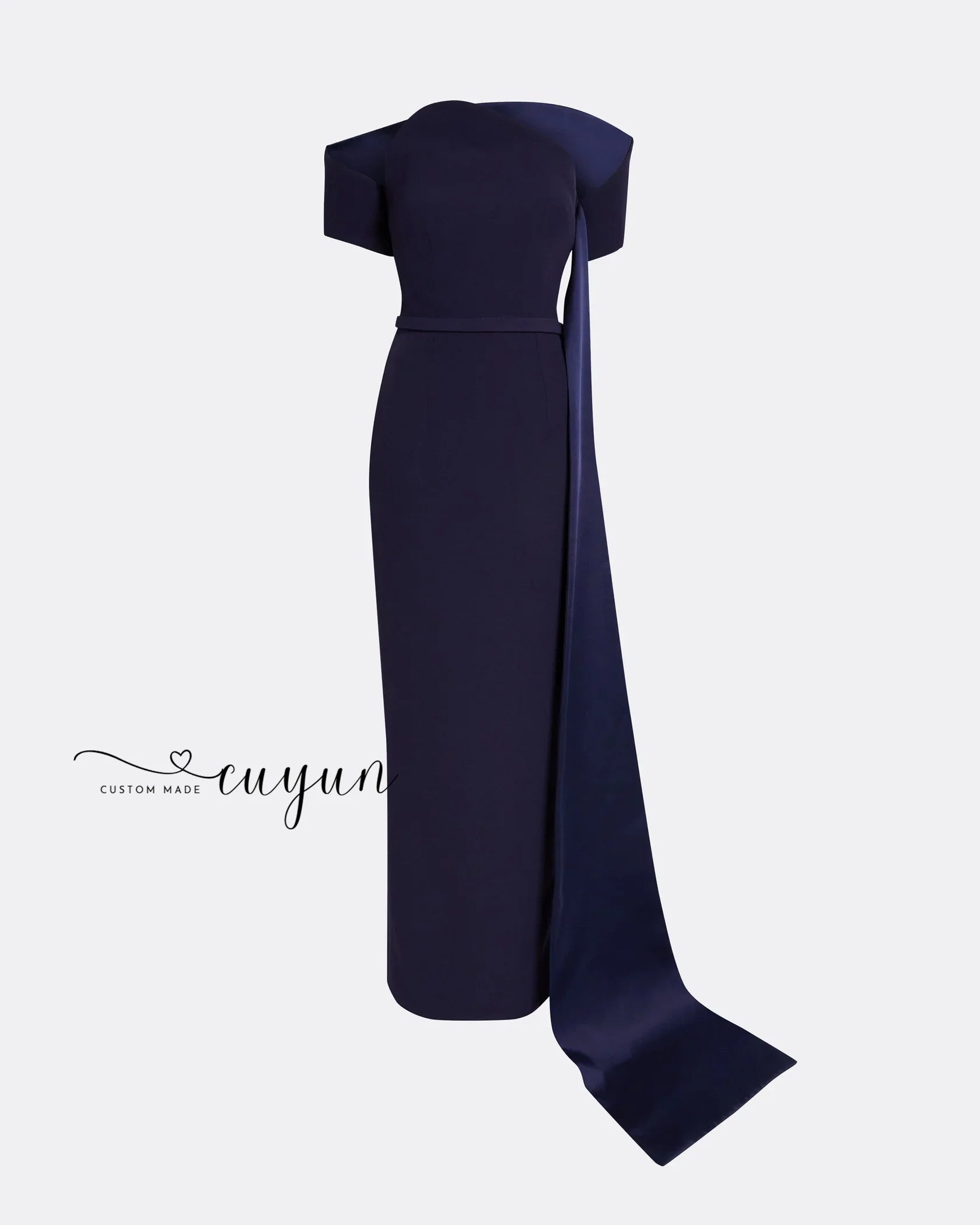 Navy Blue Formal Evening Gown – Floor-Length Sleeveless Banquet Party Dress
