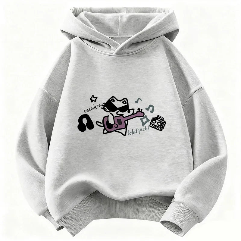 Kids Hip Hop Music Cat Hoodie – Cool Graphic Sweatshirt for Boys & Girls | Sizes 110–160
