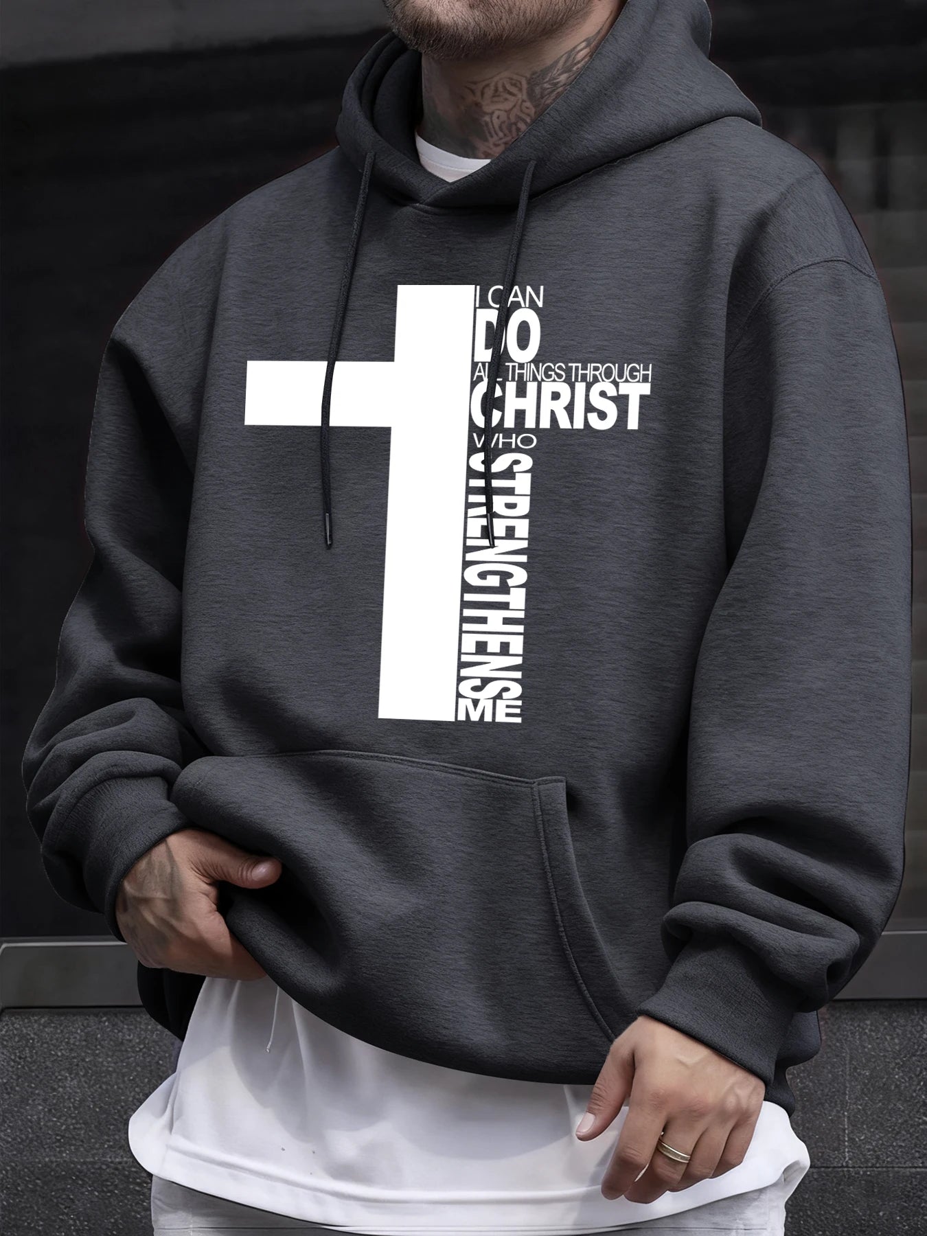Men's Christian Faith Hoodie – Fleece Pullover with Pocket
