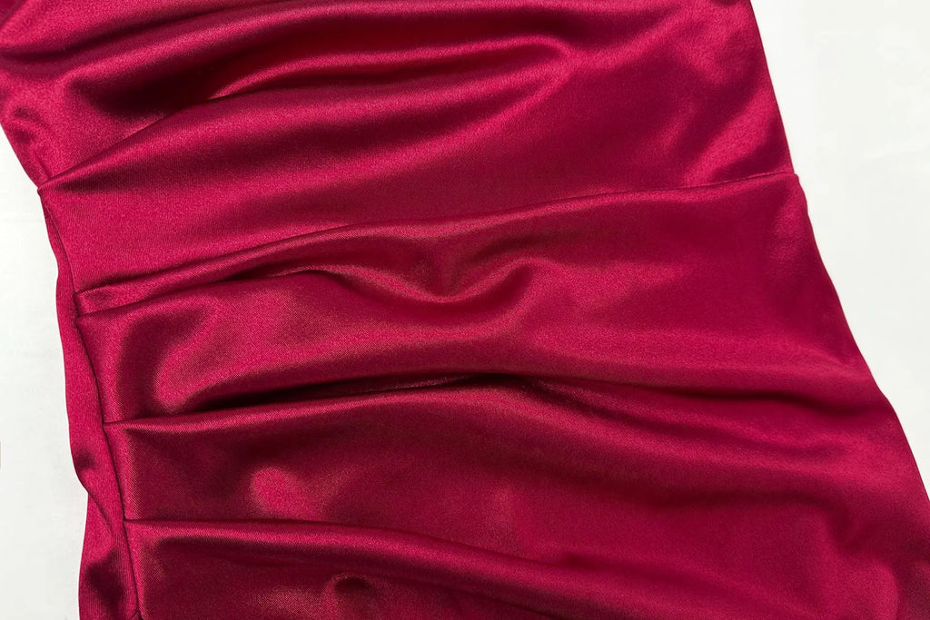 Ruched Backless Bodycon Maxi Dress – Round Neck Sexy Split Long Dress