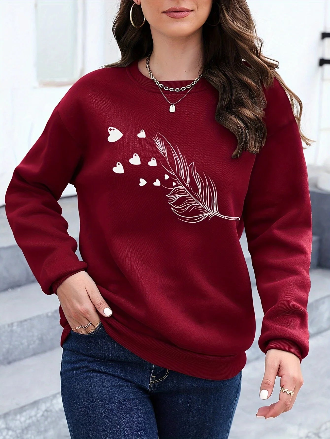 Women's Loose Fit Round Neck Hoodie – Cosy Long Sleeve Pullover | Autumn & Winter