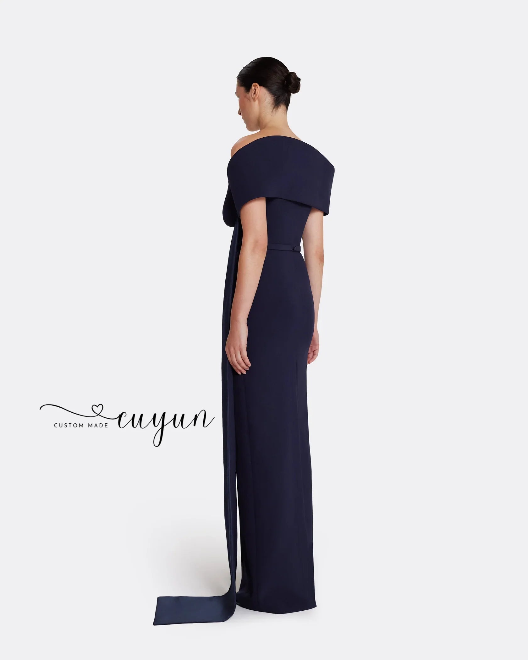 Navy Blue Formal Evening Gown – Floor-Length Sleeveless Banquet Party Dress