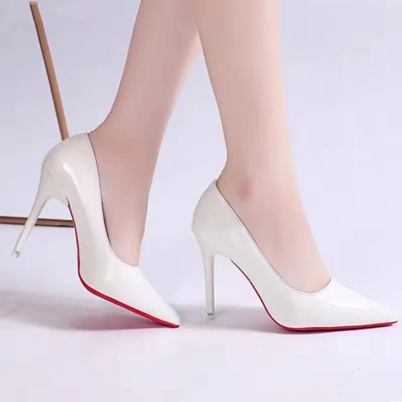 Women's Patent Leather Pointed Toe Pumps – Minimalist Stiletto Work Heels