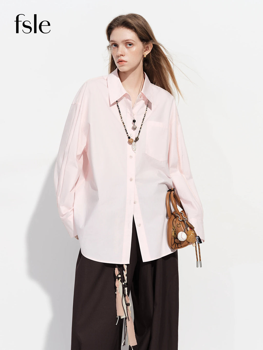 Women's Loose Fit Cotton Oversized Blouse | Long Sleeve Polo-Neck Casual Shirt