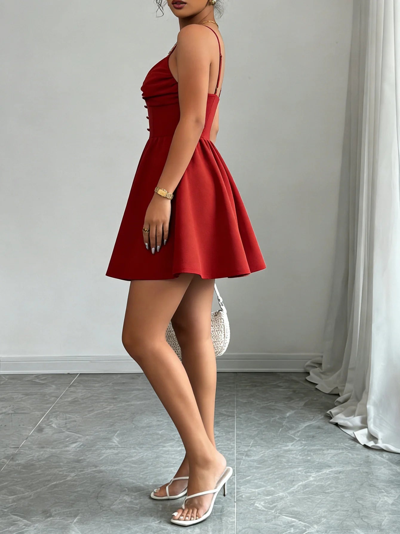 Women Spaghetti Strap Mini Dress Sweetheart Neck Corset Waist A Line Dress Cute Spring Summer Date Night Party Flared Dress