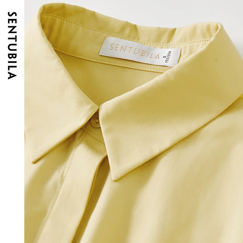 Women's Casual Cotton Blouse | Loose Fit Turn-Down Collar Long Sleeve Office Shirt