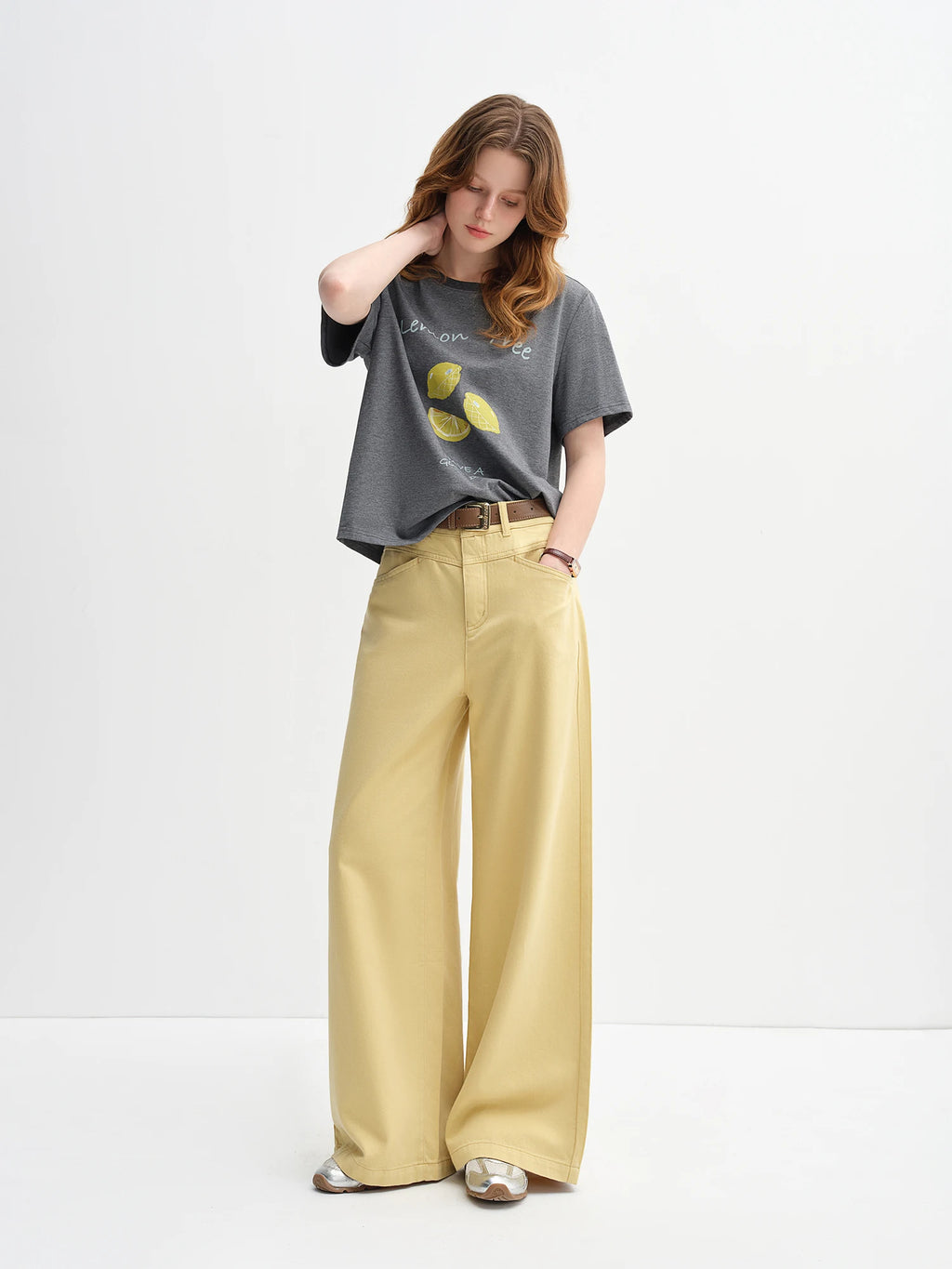 Women's Fruit Print Cotton Short Sleeve Top | Casual Loose Straight Shoulder Tee