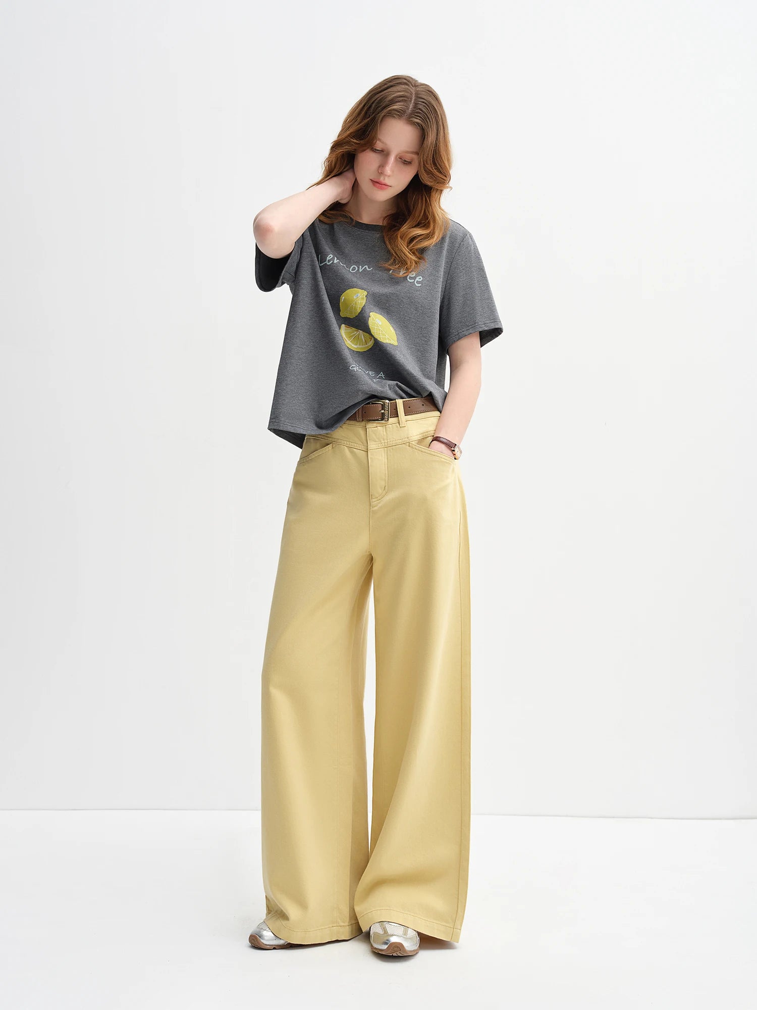 Women's Fruit Print Cotton Short Sleeve Top | Casual Loose Straight Shoulder Tee