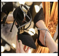 Women's Glitter Sequin Wedding Pumps – Pearl Strap Pointed Toe High Heels