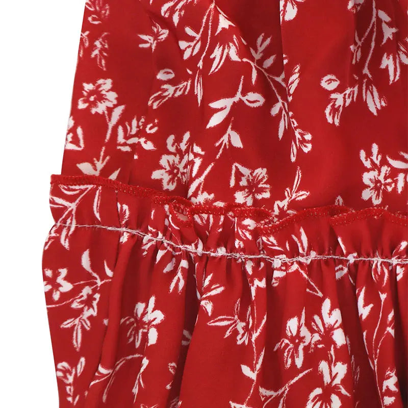 Red Backless Mini Dress – Women's Streetwear Short Sleeve Print Slim Casual Dress