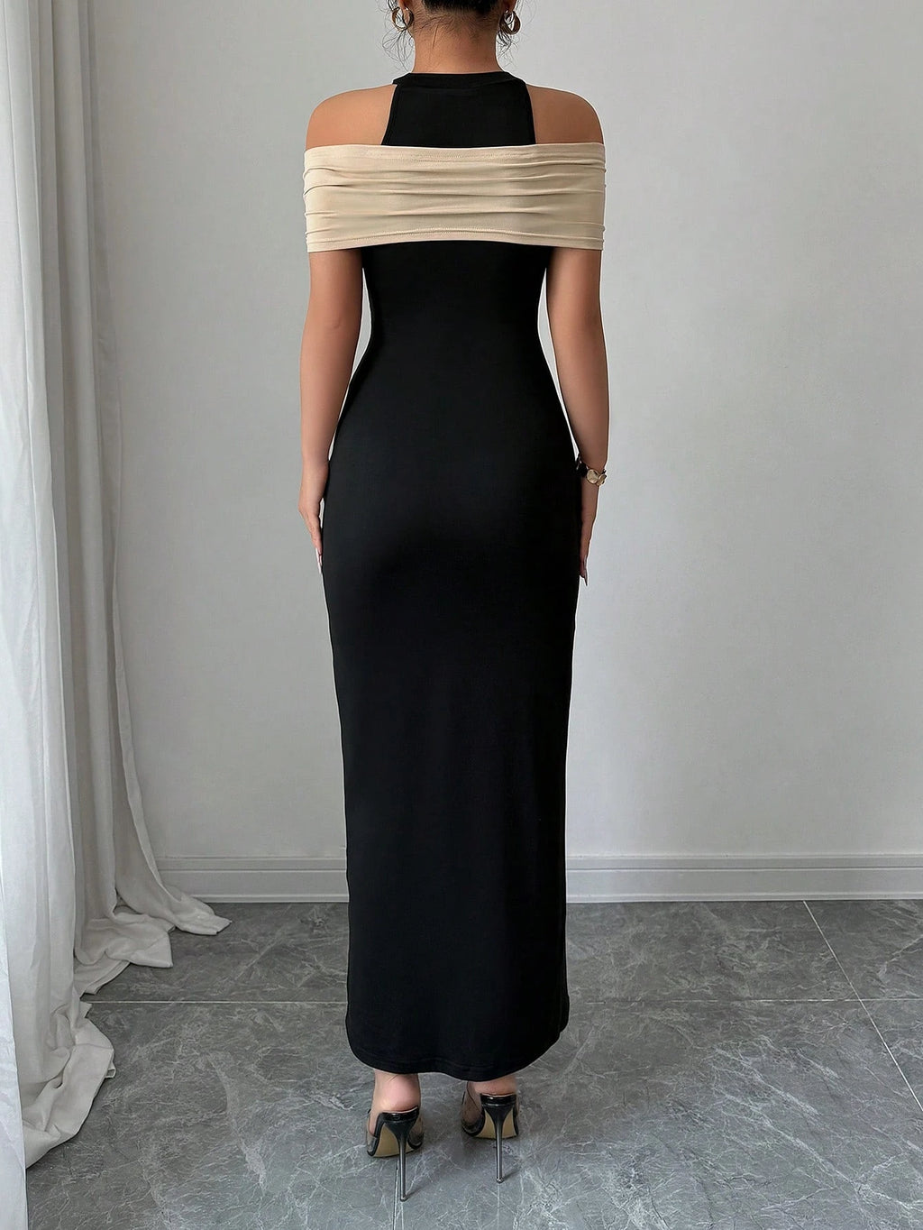 Halter Maxi Dress – Off Shoulder Twist Knot High Slit Bodycon Party Dress