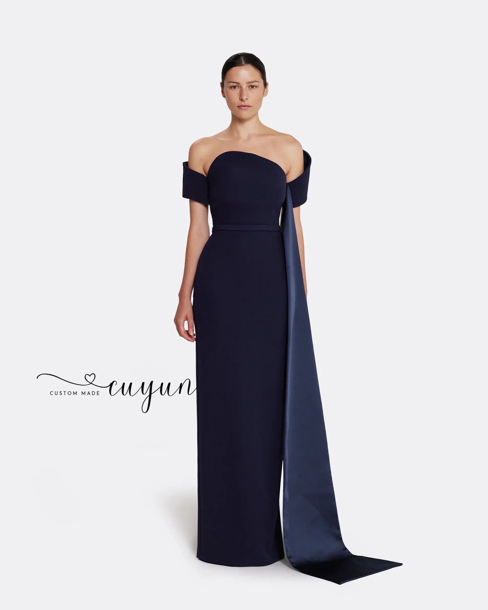 Navy Blue Formal Evening Gown – Floor-Length Sleeveless Banquet Party Dress