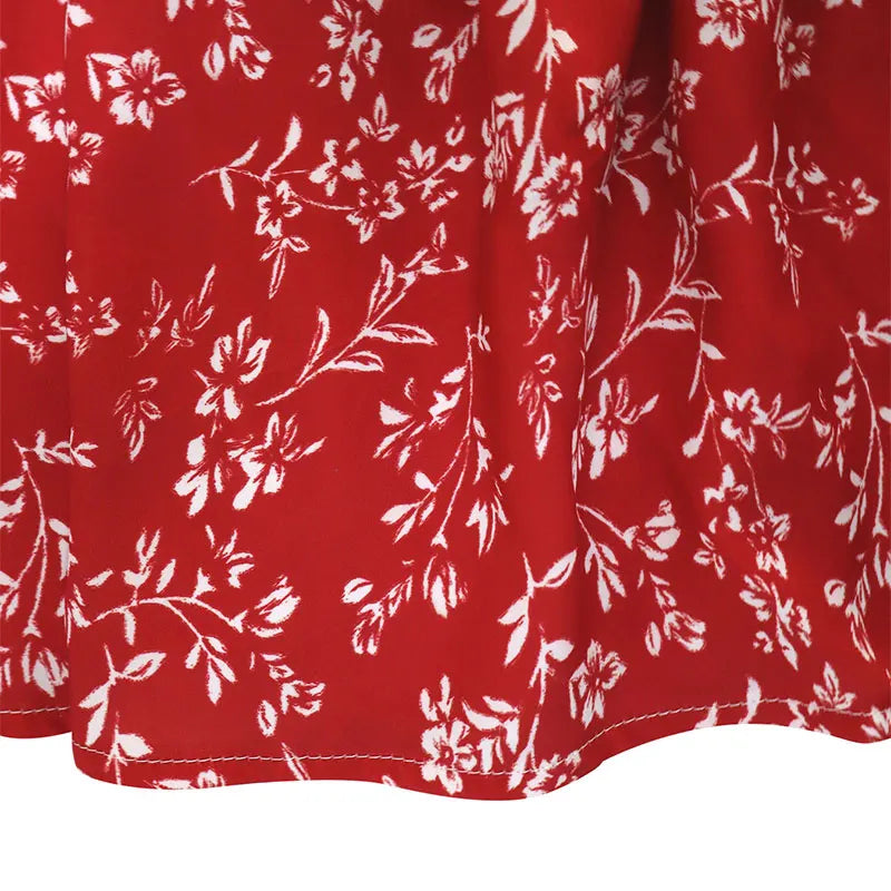 Red Backless Mini Dress – Women's Streetwear Short Sleeve Print Slim Casual Dress