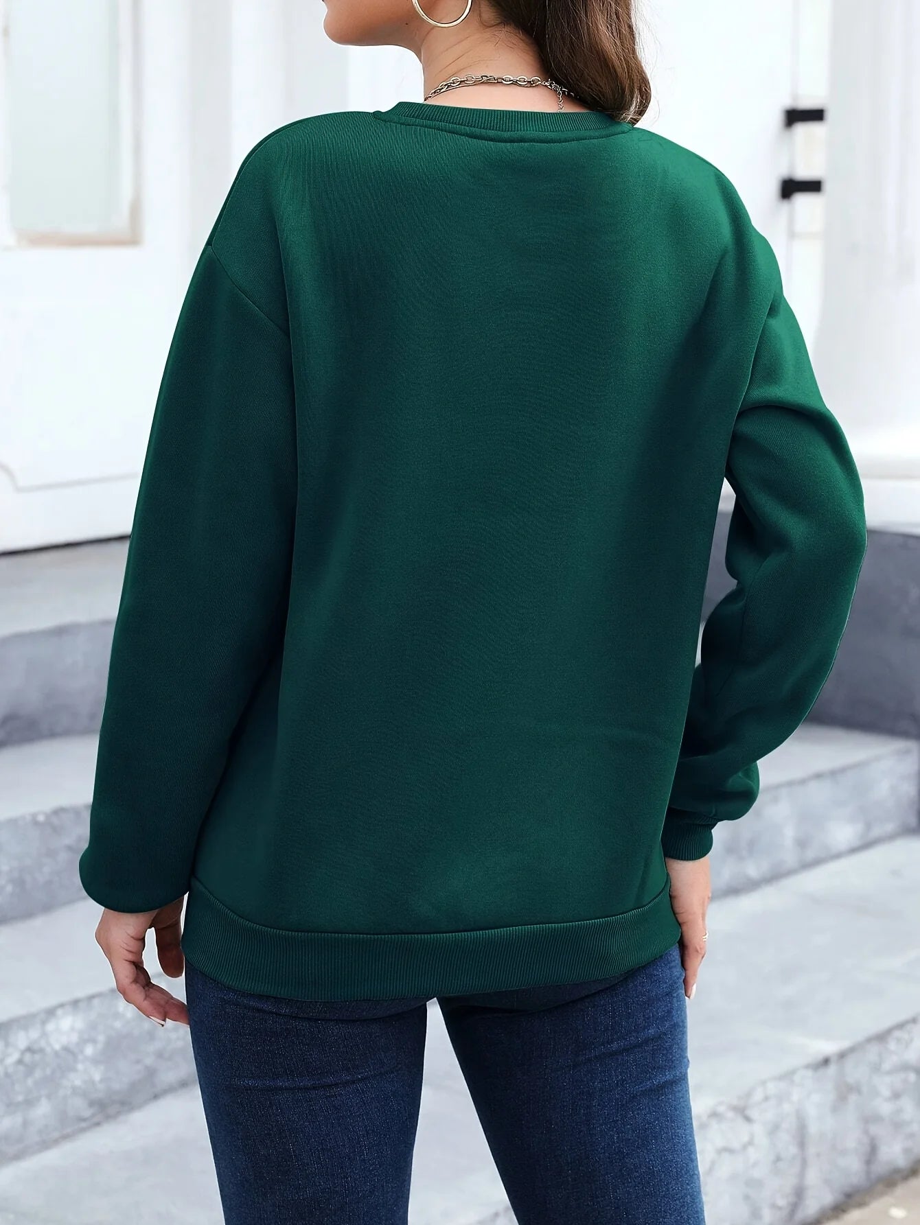 Women's Loose Fit Round Neck Hoodie – Cosy Long Sleeve Pullover | Autumn & Winter