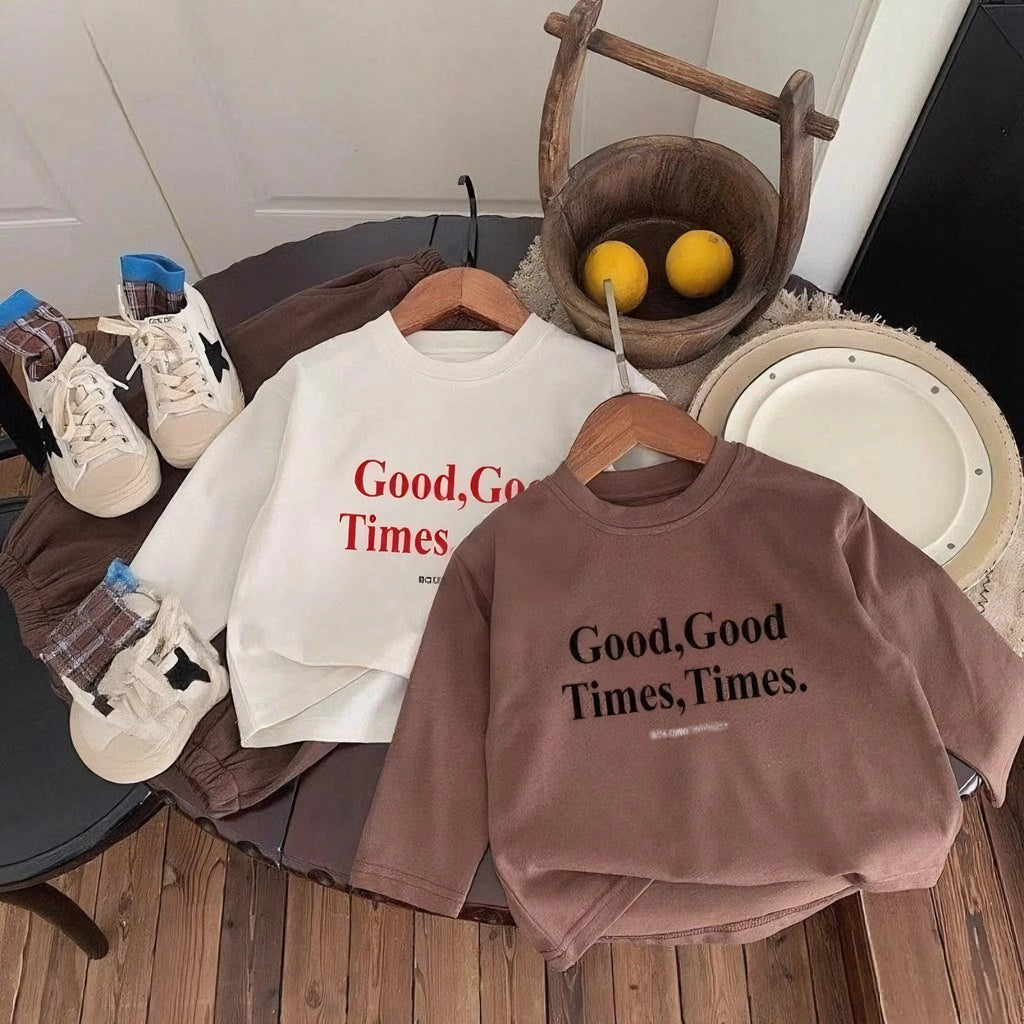 Kids Cartoon Print Long Sleeve T-Shirt – Unisex Cotton Top for Toddlers