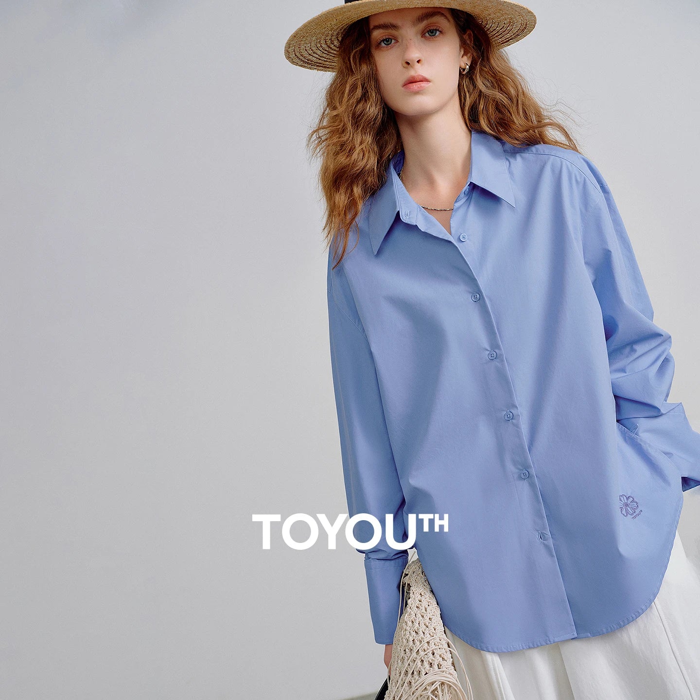 Women's Floral Embroidered Cotton Jacket Top | Loose Fit Open-Stitch Casual Shirt