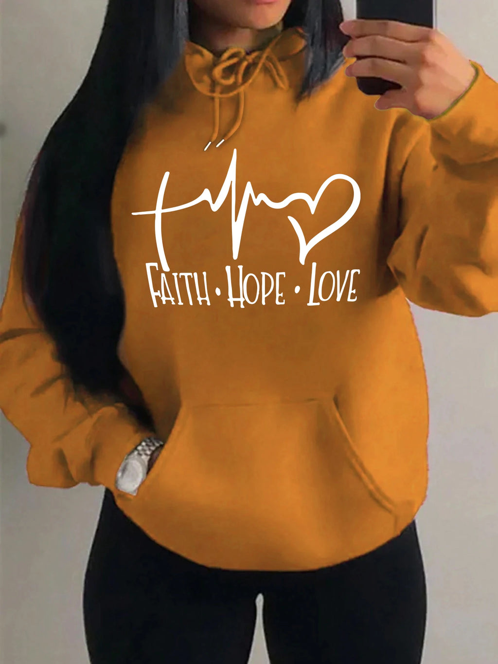 Faith Hope Love Women's Hoodie – Casual Loose Crewneck Sweatshirt | Street Style