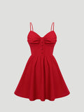 Women Spaghetti Strap Mini Dress Sweetheart Neck Corset Waist A Line Dress Cute Spring Summer Date Night Party Flared Dress