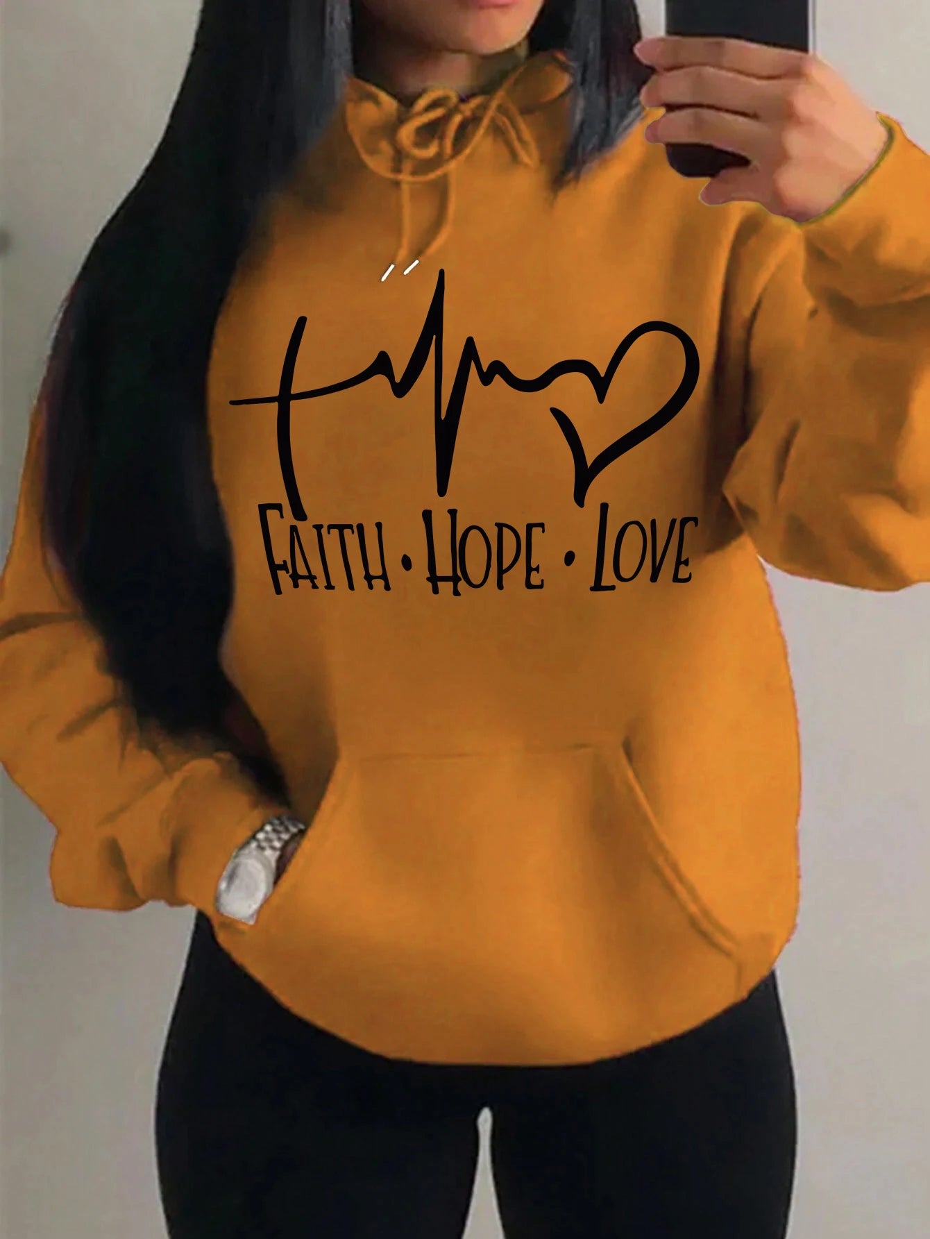 Faith Hope Love Women's Hoodie – Casual Loose Crewneck Sweatshirt | Street Style