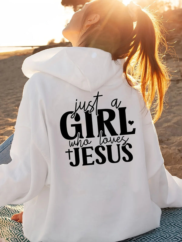 Just A Girl Who Loves Jesus Hoodie | Cute Christian Pullover Sweatshirt