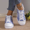 Women's Floral Canvas Flat Sneakers – Breathable Lace-Up Casual Shoes