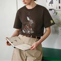 Women's Heavy Embroidery Oversized T-Shirt | Casual Crew Neck Cotton Tee