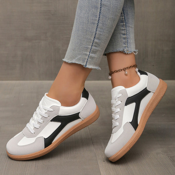 Women's Minimalist Lace-Up Outdoor Sneakers – Lightweight Non-Slip Casual Shoes